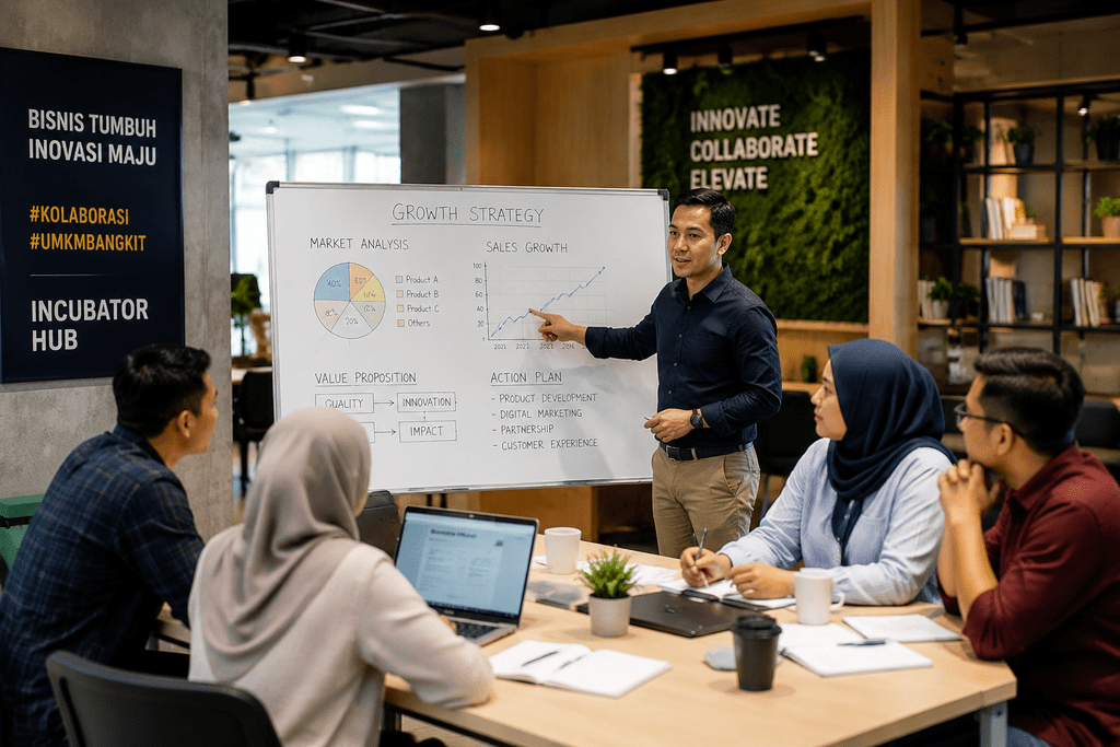 Sesi pendampingan intensif bisnis inkubasi untuk pelaku usaha terpilih program 500 UMKM.