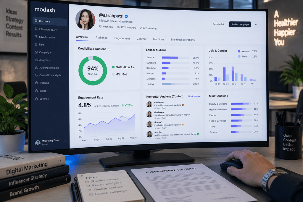 Micro-Creator 10 Ribu Follower Punya Engagement Ungguli Influencer Besar 7 Analisis dasbor audit keaslian pengikut dan deteksi bot pada akun influencer sebelum kerja sama iklan.
